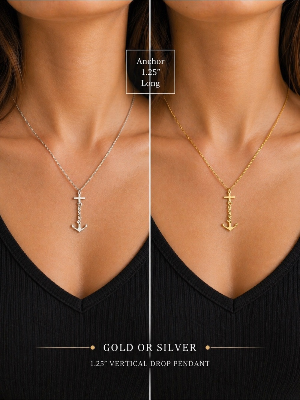 “Drowning” Anchor Pendant Necklace – Gold or Silver